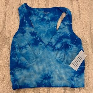 Year of Ours Blue Tie-Dye Crop Top